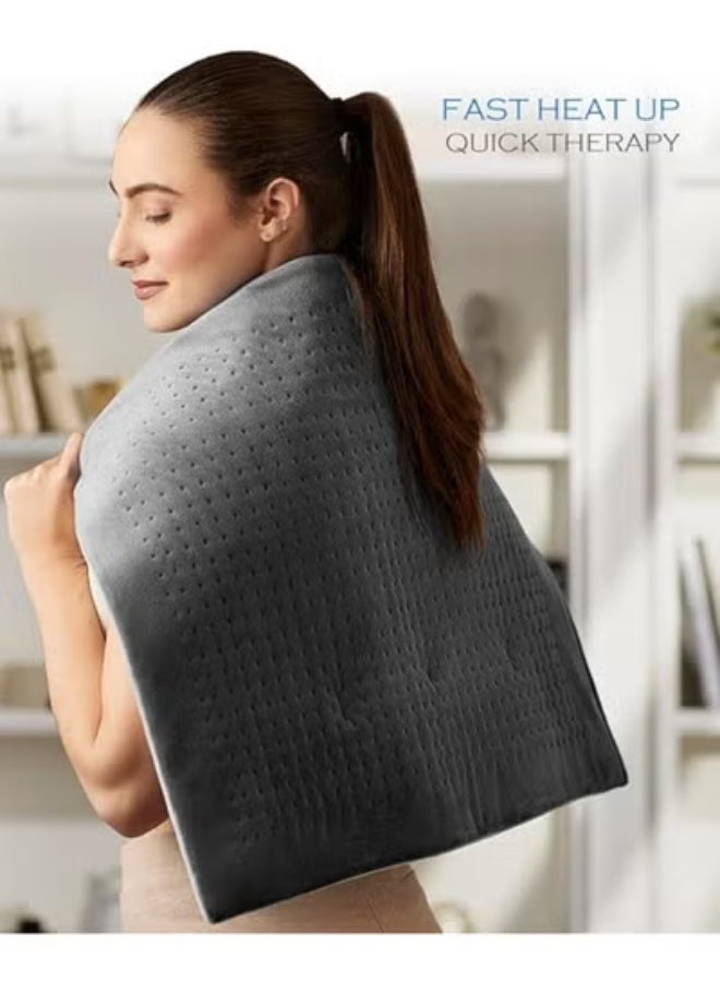 وسادة تدفئة كهربائية عملاقة (XXXL) لآلام الظهر والتقلصات، مفرش حراري مقاس 17 × 33 بوصة بشاشة رقمية LCD و6 مستويات للحرارة – نعومة فائقة مع خاصية الفصل التلقائي - Image 4